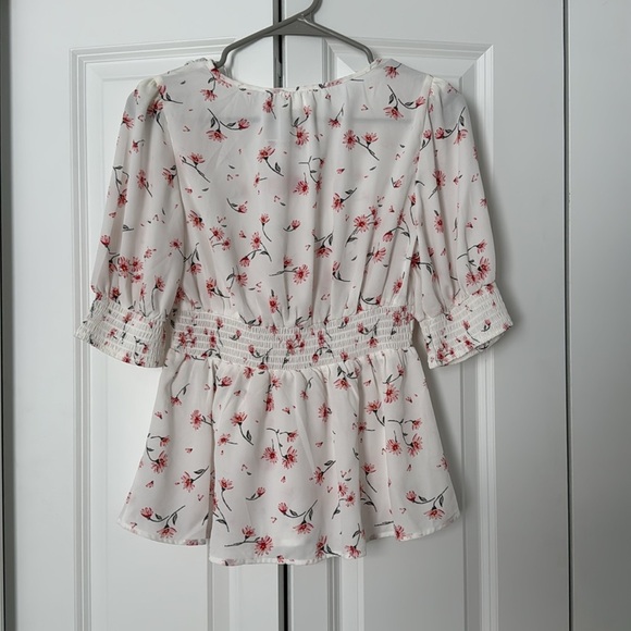 Chicwish White Floral Wrap Top - Picture 2 of 3